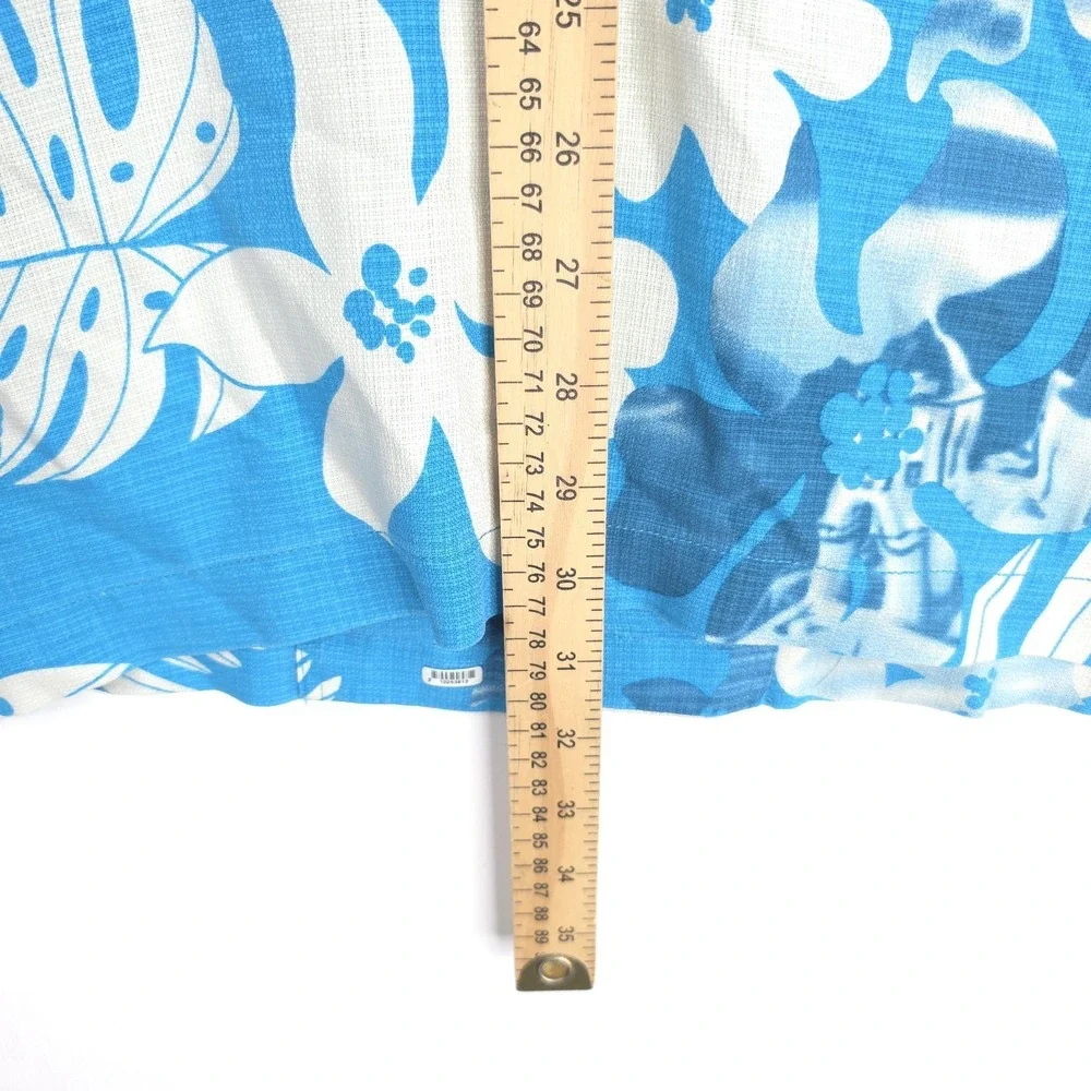 Tommy Bahama Shirt Mens XL Blue White 100% Silk Floral Hawaiian Camp Loop Collar - Picture 5 of 9